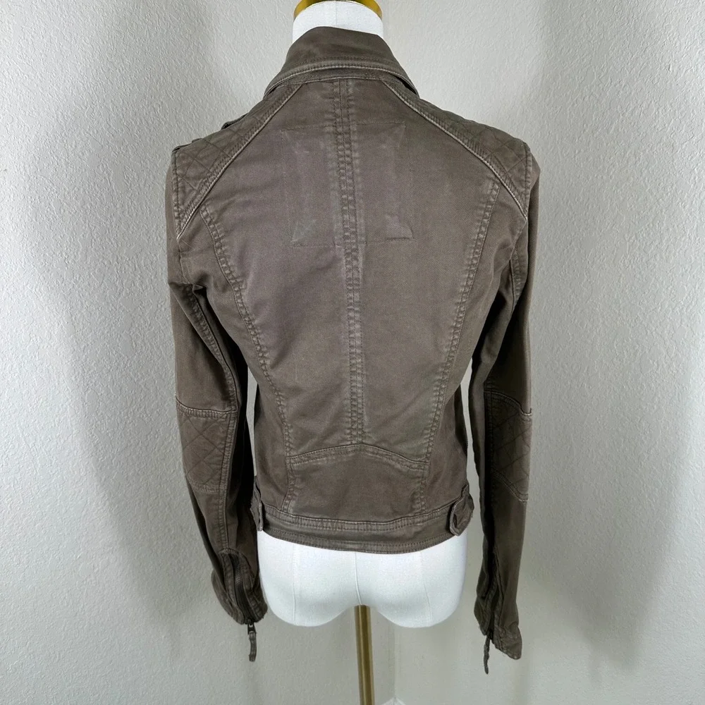 Abercrombie & Fitch Moto Jacket Women M Brown Utility Biker Gorpcore Aesthetic - Picture 3 of 7